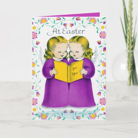 retro Pasen Angels Feestdagen Kaart (Voorkant)