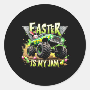 Retro Pasen is mijn Jam Monster Truck Off-Road Fun Ronde Sticker