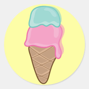 Retro Pastel Aardbei Munt Zomer Ijsje Ronde Sticker