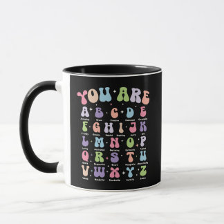 Retro Pastel Alfabet Affirmatie Verbazingwekkende  Mok