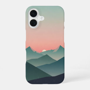Retro Pastel Bergen Dageraad iPhone 16 Hoesje