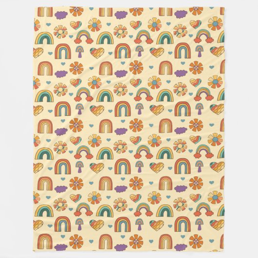 Retro Pastel Blanket Funky 70s Cozy Comfort Fleece Deken (Voorkant)