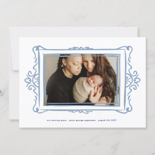 retro pastel blauw moderne foto lijst Adoptie Aankondiging