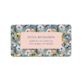 Retro Pastel Bloemen Retouradres Label (Voorkant)