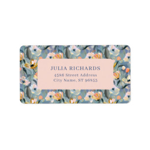 Retro Pastel Bloemen Retouradres Label