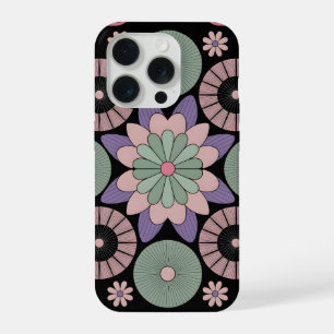 Retro Pastel Bloemige Mandala Symmetrie iPhone 15 Pro Hoesje