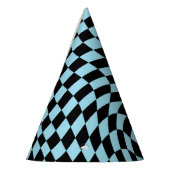 Retro Pastel Blue en Black Gecontroleerd Feesthoedjes (Links)