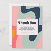 Retro Pastel Blue Groovy 70s Foto Bedankkaart (Achterkant)