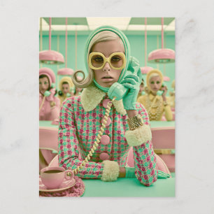 Retro Pastel Callcenter Mode Briefkaart