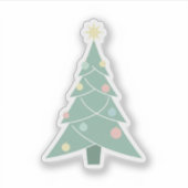 Retro Pastel Christmas Tree Mid-Century Modern  Sticker (Voorkant)