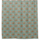 Retro Pastel Curtain 70s Groovy Earthy Vibes Douchegordijn (Voorkant)