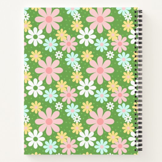 Retro Pastel Daisy Flowers met pokadots Notitieboek (Achterkant)