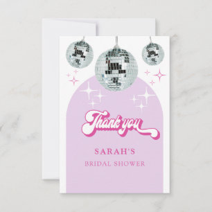 Retro Pastel Disco Groove Bruidsdouche Bedankkaart
