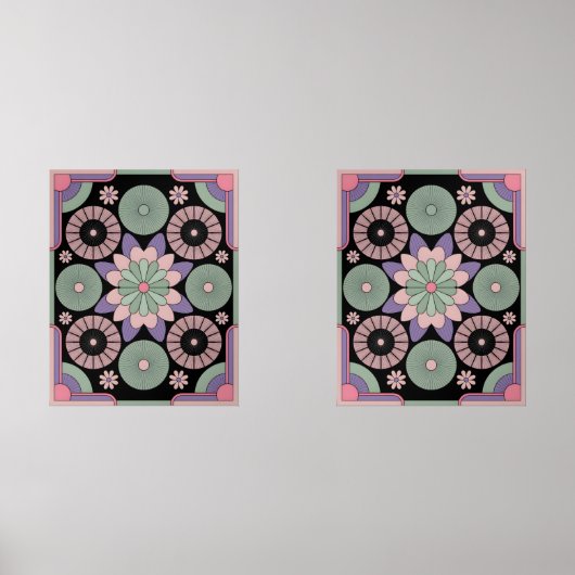 Retro Pastel Floral Mandala Symmetry (Recto)