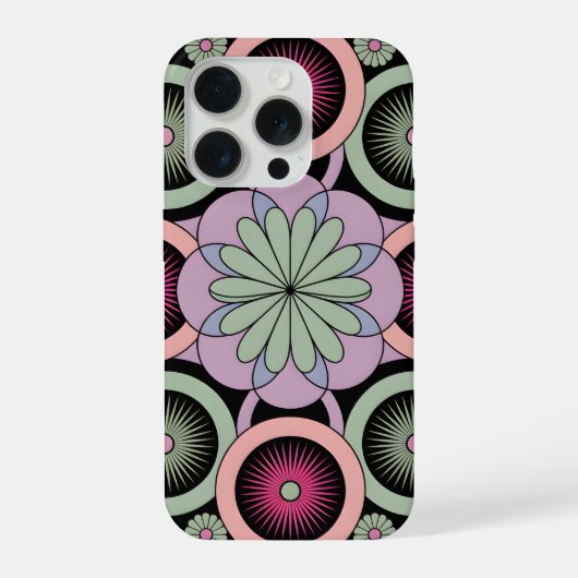 Retro Pastel Floral Mandala Symmetry iPhone Hoesje (Achterkant)