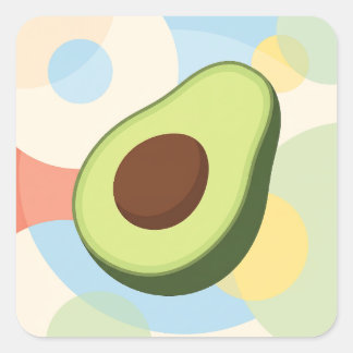 Retro Pastel Geometric Avocado Half Vierkante Sticker