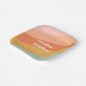 Retro pastel geometrische aangepaste bruiloft munt papieren bordje (Gebogen)