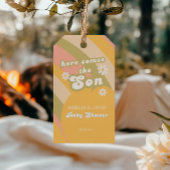 Retro Pastel Gestreepte Groovy Baby Shower voor ee Cadeaulabel