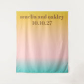 Retro Pastel Gradient Boho Bruiloft Aangepaste Ach Wandkleed (Voorkant)