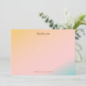 Retro Pastel Gradiënt Unieke Bruiloft Custom Bedankkaart (Staand voorkant)