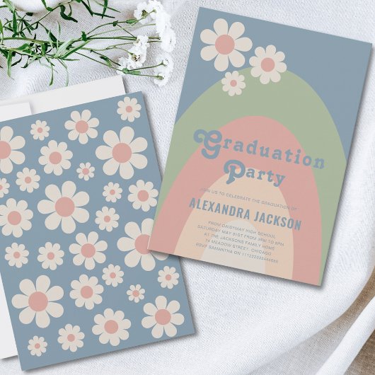 Retro Pastel Graduation Party Kaart