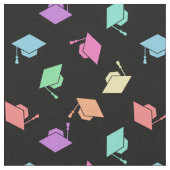 Retro Pastel Graduing Cap Pattern Stof (Close Up)