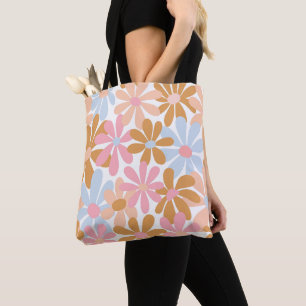 Retro Pastel Groovy Madeliefjes Bloem Patroon Draagtas