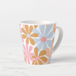 Retro Pastel Groovy Madeliefjes Bloem Patroon Latte Mok