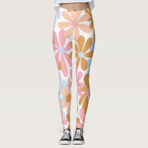Retro Pastel Groovy Madeliefjes Bloem Patroon Leggings