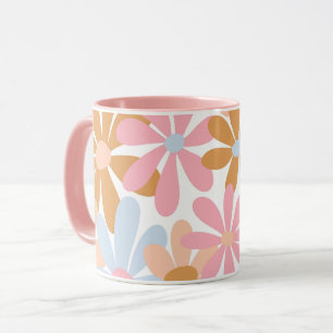 Retro Pastel Groovy Madeliefjes Bloem Patroon Mok