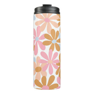 Retro Pastel Groovy Madeliefjes Bloem Patroon Thermosbeker