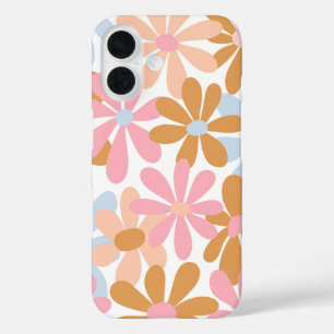 Retro Pastel Groovy Madeliefjes Bloemmotief iPhone 16 Hoesje