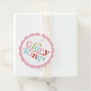 Retro Pastel Kerstmis Eer aan de pasgeboren Koni Bedankjes Labels