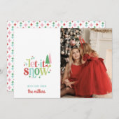 Retro Pastel Kerstmis | Laat het sneeuwen Feestdagenkaart (Voorkant / Achterkant)