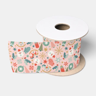 Retro Pastel Kerstmis Lint
