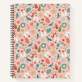 Retro Pastel Kerstmis Notitieboek