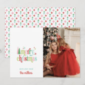 Retro Pastel Kerstmis | Prettig Kerstfeest Feestdagenkaart (Voorkant / Achterkant)