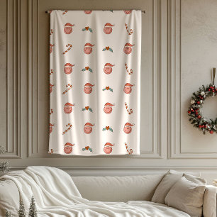 Retro Pastel Kerstmis Smile Emoticons Groovy 70th Fleece Deken
