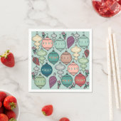 Retro Pastel-kerstversieringen op Opal Blue Servetten (Insitu)