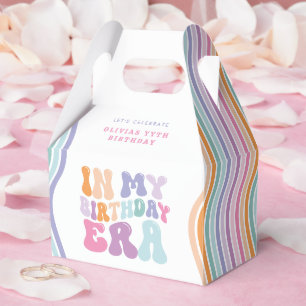 Retro pastel kleurrijke moderne verjaardagstijd bedankdoosjes