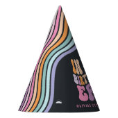 Retro pastel kleurrijke moderne verjaardagstijd feesthoedjes (Links)