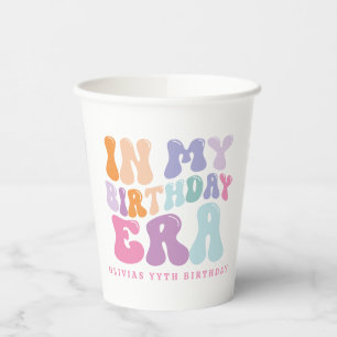 Retro pastel kleurrijke moderne verjaardagstijd papieren bekers