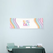 Retro pastel kleurrijke moderne verjaardagstijd spandoek (Beurs)