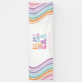 Retro pastel kleurrijke moderne verjaardagstijd spandoek (Verticaal)