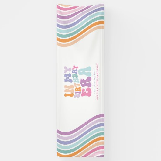 Retro pastel kleurrijke moderne verjaardagstijd spandoek (Verticaal)