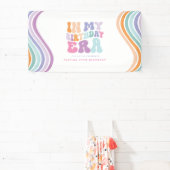 Retro pastel kleurrijke moderne verjaardagstijd spandoek (Insitu)