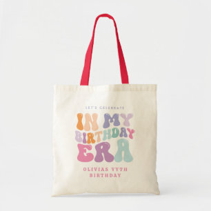 Retro pastel kleurrijke moderne verjaardagstijd tote bag