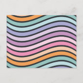 Retro pastel kleurrijke moderne verjaardagstijd uitnodiging briefkaart (Achterkant)