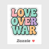Retro Pastel "Love Over War" Bubble Sticker (Vel)
