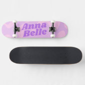 Retro Pastel Paarse Groovy Modern Typografie Skateboard (Horizontaal)